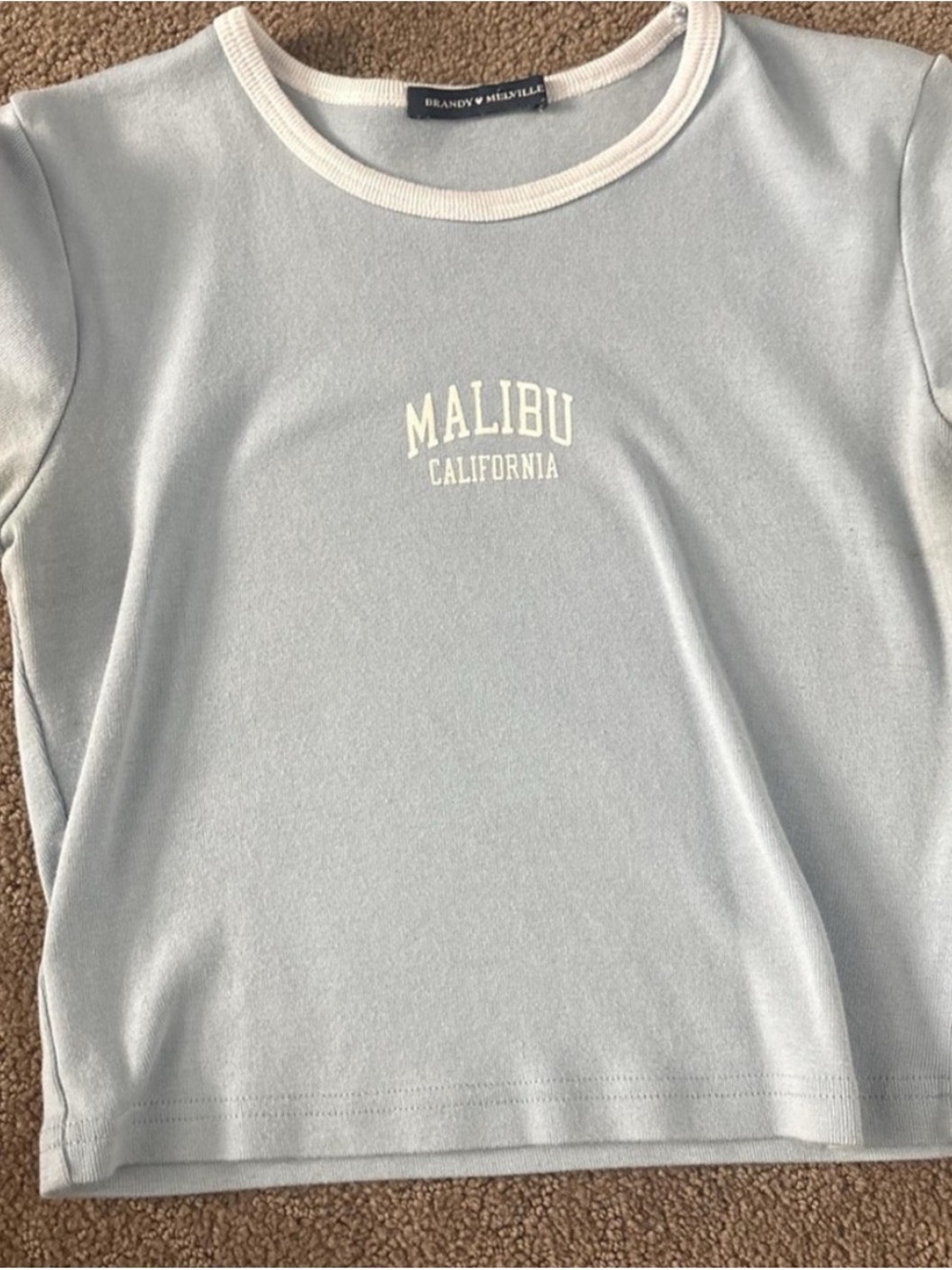 Brandy Melville light blue tee with white trim